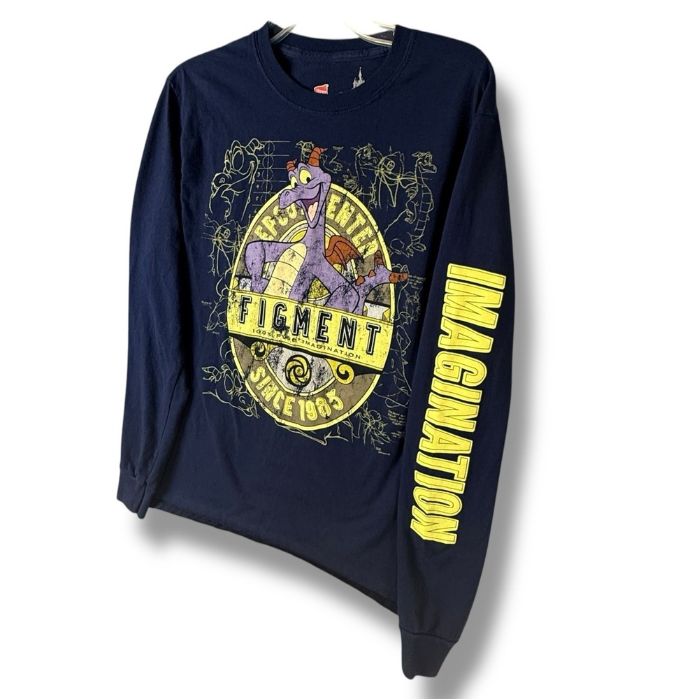 Disney Parks Figment Imagination Long Sleeve Tshirt Adult Medium Blue Epcot GUC
